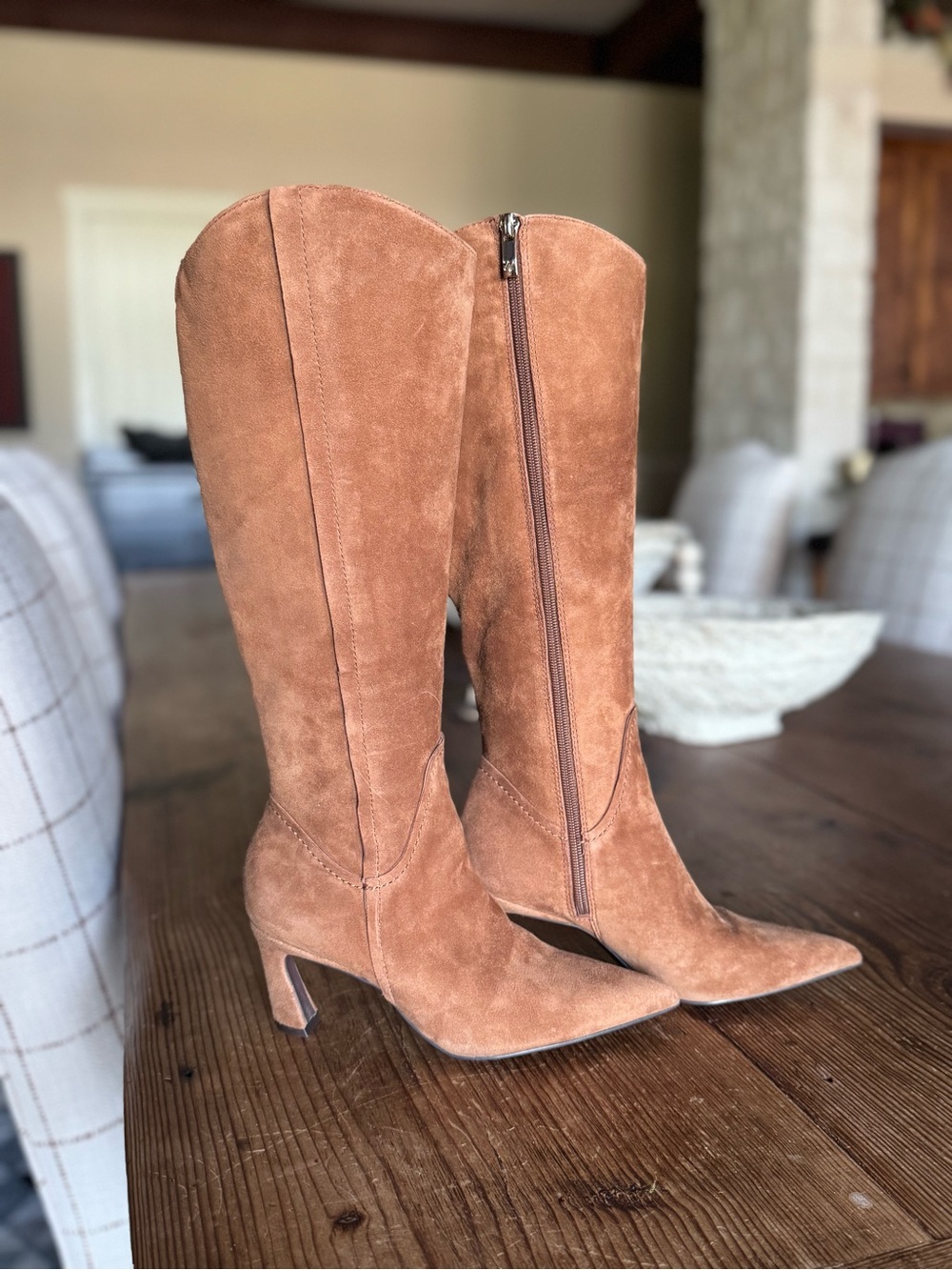 Naturalizer Emily Knee High Boots regular calf dark chestnut brown suede